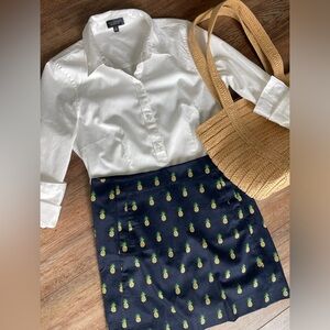 J.Crew Factory Navy Pineapple Print Preppy Size 00 Mini Skirt